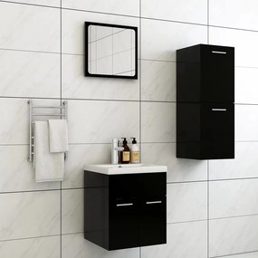 Set Mobili Da Bagno Nero İn Truciolato /