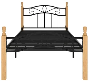 Giroletto in metallo nero e legno massello di rovere 100x200 cm