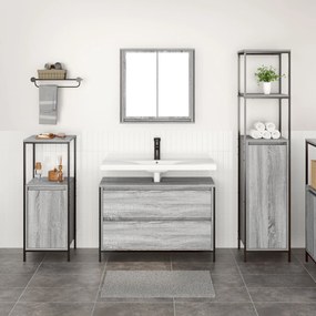Set di mobili per bagno 3 pezzi  grigio legno ingegnerizzato