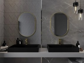 Mexen Loft specchio da bagno ovale 70 x 50 cm, cornice oro spazzolato - 9851-070-050-000-50