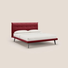 Brigitte letto con testata trapuntata piedi alti in mogano e tessuto impermeabile T09 rosso