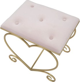 Sgabello Heart Rosa 50x37,5x51,5 cm in Ferro e MDF e Spugna e Poliestere Oro e Crema...