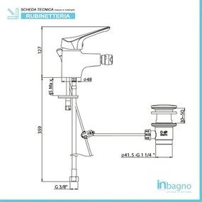 Set miscelatori lavabo bidet e vasca con kit doccia cromati Piralla Ariel scarico incluso