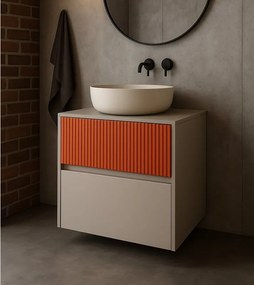 Mobile da bagno sospeso sotto lavabo Niwa 2 cassetti L 59.5 x H 50 x P 45.5 cm sabbia e paprika cannettato