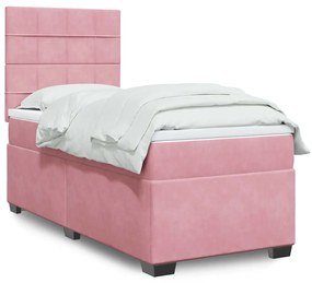 Giroletto A Molle Con Materasso Rosa 100x200 Cm İn Velluto /