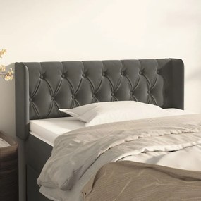 Testiera Ad Orecchio Grigio Scuro 93x16x78/88 Cm İn Velluto /