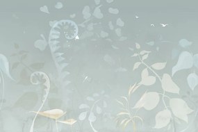 Carta da parati autoadesiva – Natura morta vegetale astratta in blu-grigio