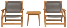 Set di 3 sedie da giardino e tavolo  in legno massello di acacia grigio