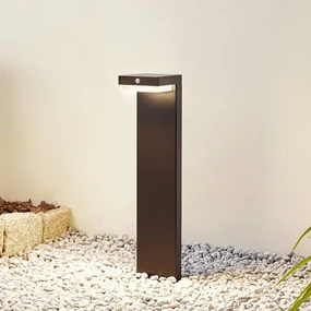 Lindby lampioncino LED solare Eleazar, nero, alluminio, sensore