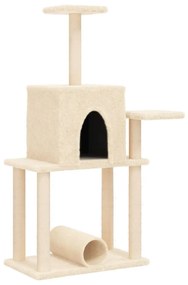 Albero per gatti con tiragraffi in sisal crema 122 cm