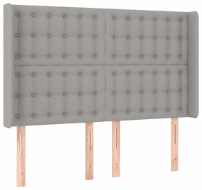 Testiera a led grigio chiaro 147x16x118/128 cm in tessuto