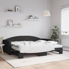 Divano Letto Estraibile Con Materassi Nero 90x200 Cm İn Tessuto /