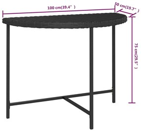 Tavolo da Giardino Nero 100x50x75 cm in Polyrattan