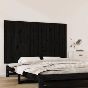 Testiera Da Parete Nera 147x3x90 Cm İn Legno Massello Di Pino /