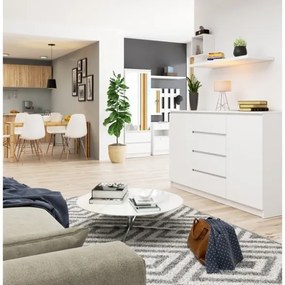 Credenza Soggiorno 2 Ante 4 Cassetti 160x40x100 Artika Bianca