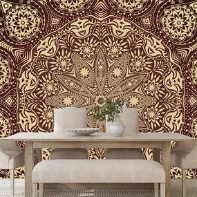 Carta da parati – Mandala decorativa bordeaux con pizzo