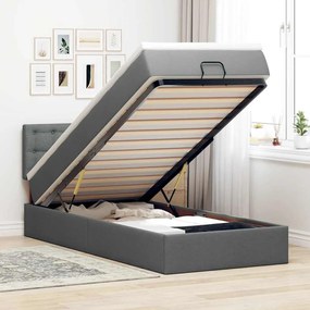 Pouf Letto Con Materasso E Led Grigio Scuro 90x200 Cm Tessuto /