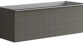 Mobile da bagno sotto lavabo Pixel grid frontale grigio carbone e maniglia alluminio brillante laccato opaco L 120 x H 40 x P 45.5 cm 1 cassetto, lavabo non incluso