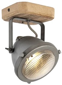 Faretto industriale in acciaio con legno inclinabile - Emado