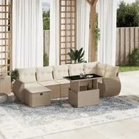 Set Divano da Giardino 8 pz con Cuscini Beige in Polyrattan 3275148