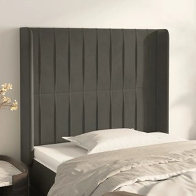 Testiera Ad Orecchio Grigio Scuro 93x16x118/128 Cm İn Velluto /