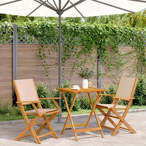 Set Da Bistrot 3pz Beige İn Tessuto E Legno Massello /