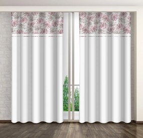 Tenda decorativa bianca con stampa di peonie rosa Larghezza: 160 cm | Lunghezza: 250 cm