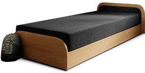 Letto singolo imbottito/in truciolato giallo ocra/grigio scuro con contenitore e materasso inclusi 80x190 cm Parys – ELTAP