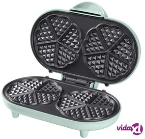 Bestron Piastra Doppia per Waffle a Cuore ADWM1000M 1000 W Menta