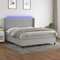 Letto a Molle Materasso e LED Grigio Chiaro 180x200 cm Tessutocod mxl 123268