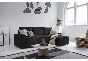 Divano letto angolare in velluto a coste color antracite Brave Dave - Miuform