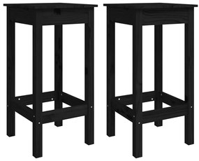 Set da bar 5 pz nero in legno massello di pino