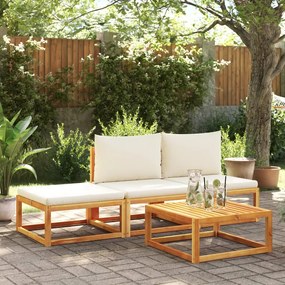 Set divani da giardino 4pz con cuscini legno massello di acacia