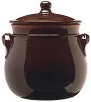 pentola bombata in terracotta brunella con coperchio - cm.24 fer309035