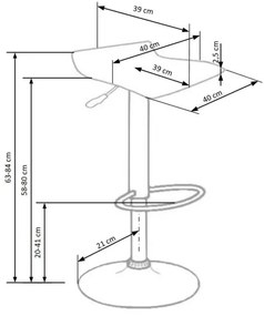 Sgabello 84x40 cm nero/cromo