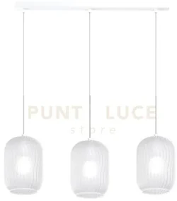 Sospensione bianco 3 luci rettangolare vetri trasparente 1181bi-s3 ...