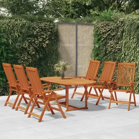 Set da pranzo per giardino 7 pz in legno massello di eucalipto