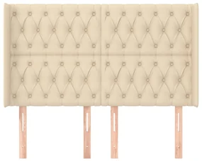 Testiera ad orecchio crema 147x16x118/128 cm in tessuto