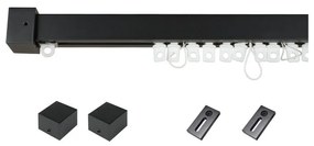 Kit per binario tenda per onda semplice square, strappo, nero, in alluminio, 160 cm