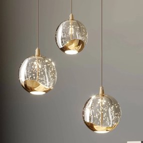 Lampada a sospensione in vetro Hayley Lucande, Chiaro / Trasparente, Soggiorno / Sala da pranzo, Vetro, Moderno, Lampada a sospensione