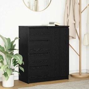 Credenza Con Cassetti Rovere Nero 71x35x84 Cm Legno Multistrato /
