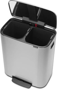 Bidone in acciaio per raccolta differenziata in argento opaco 60 l Bo - Brabantia