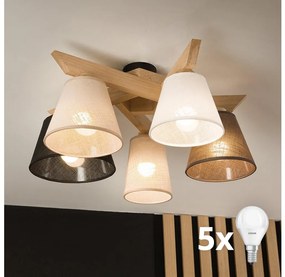 Brilagi - LED  Lampadario a plafone ANTHONY 5xE14/40W/230V quercia