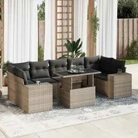 Set Divano da Giardino 8 pz con Cuscini Grigio in Polyrattan 3326761