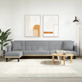 Divano Letto A L Grigio Chiaro 275x140x70 Cm İn Tessuto /