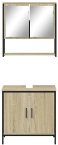 Set mobili da bagno 2 pz rovere sonoma in legno multistrato