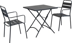 ROMANUS - set tavolo in metallo cm 70 x 70 x 72 h con 2 poltrone Romanus