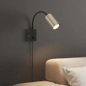 Globo 57911WM - Lampada da parete flessibile ROBBY 1xGU10/25W/230V nero/ottone