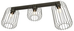 Plafonriera Minimal Industrial Vulcano 3 Luci Lineari Nera