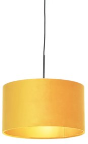 Lampada a sospensione con paralume in velluto ocra con oro 35 cm - Combi
